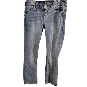 Silver Jeans Co Miko Capri Womens 29 Light Wash Blue Denim Mid Rise Cropped